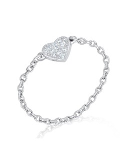 Heart Silver Chain Ring NSR-3176